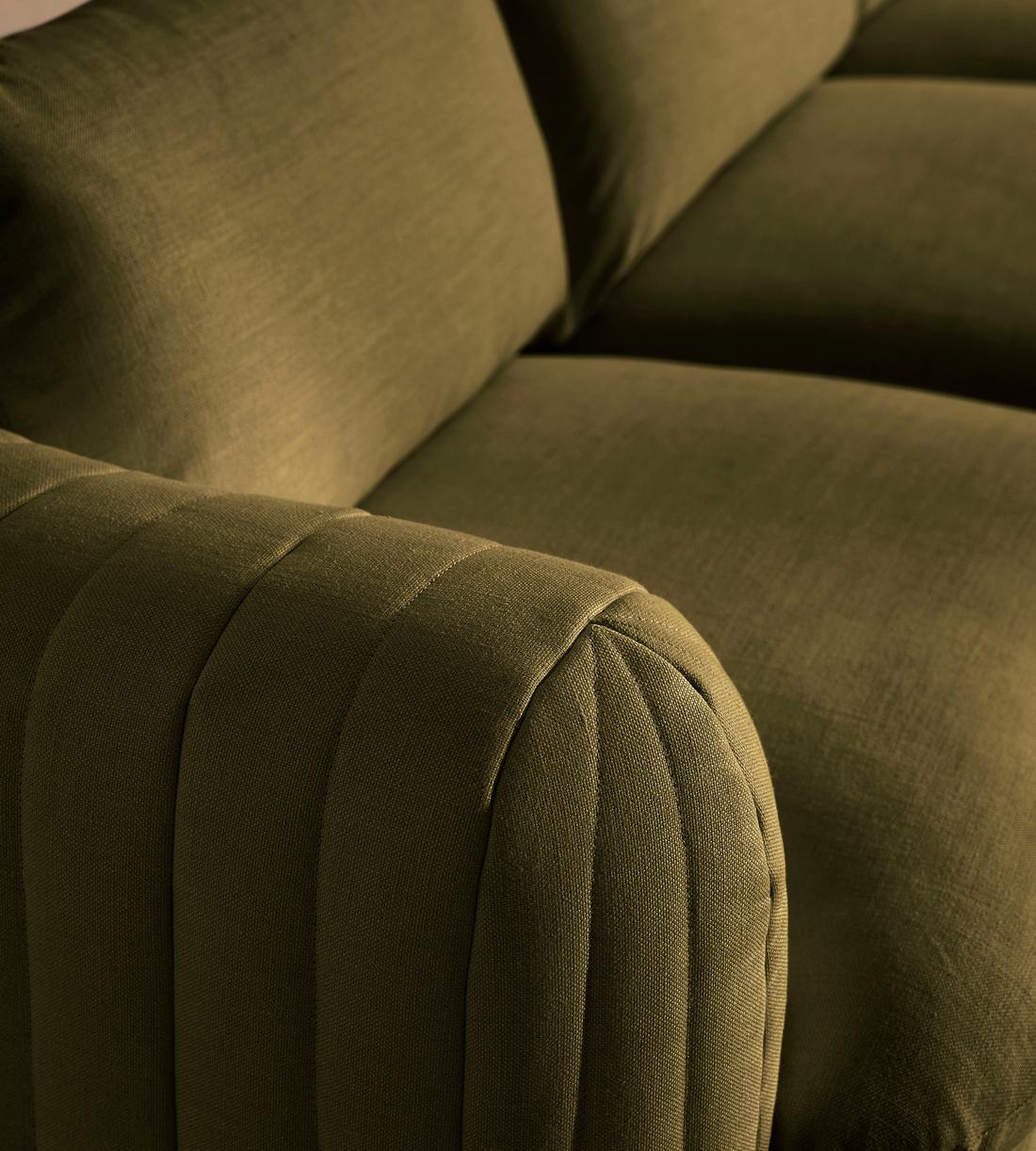 Vivienne Deeper Sit Sectional Sofa - Four Seater - Linen - Olive - US - Images - Image 4