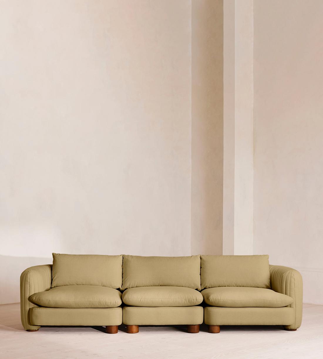 Vivienne Sectional Sofa - Four Seater - Linen - Wheat - US - Listing - Image 1