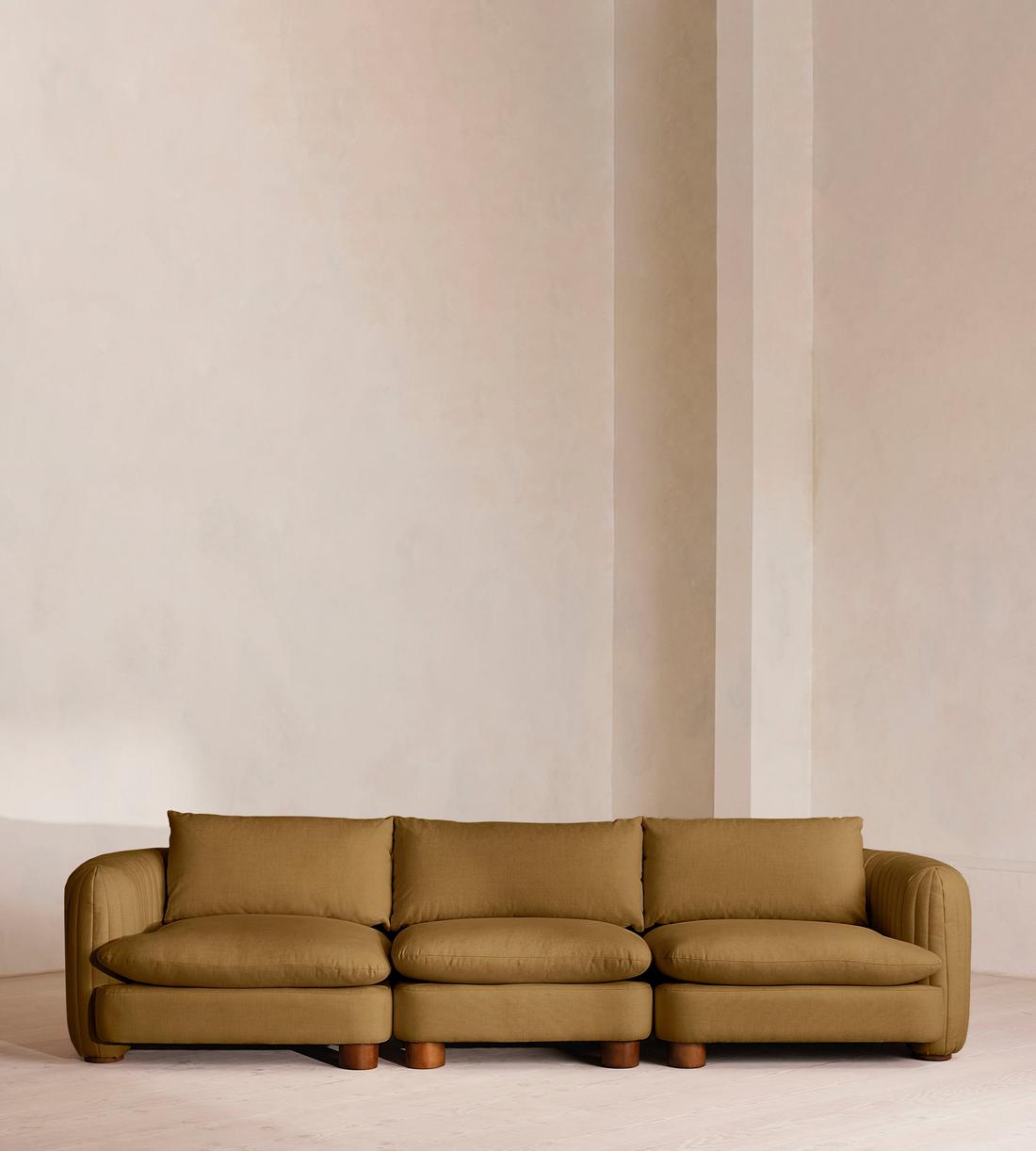 Vivienne Deeper Sit Sectional Sofa - Four Seater - Linen - Ochre - US - Listing - Image 1