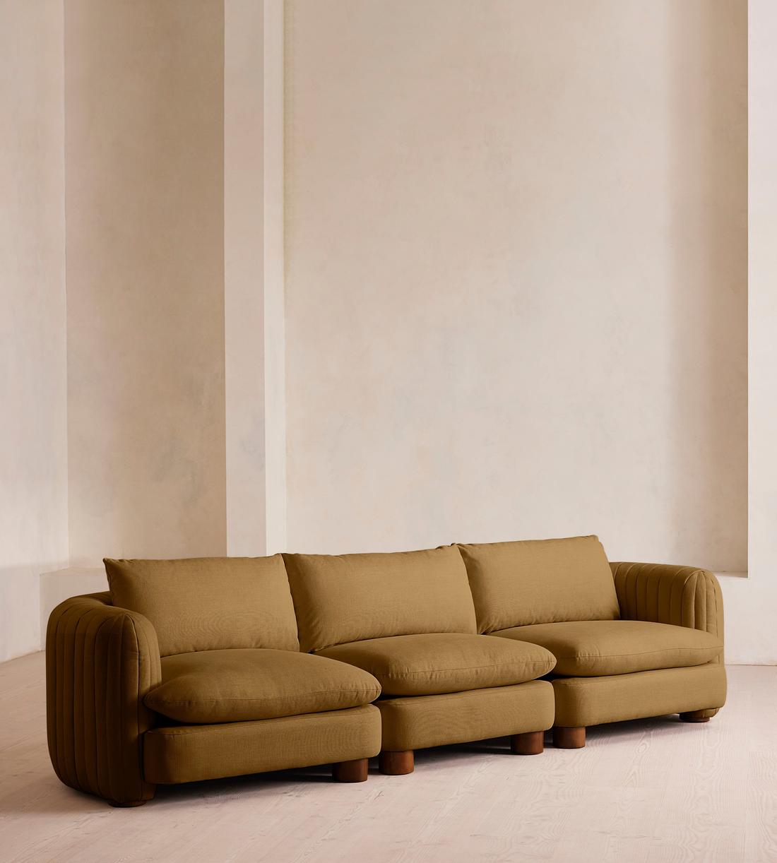 Vivienne Deeper Sit Sectional Sofa - Four Seater - Linen - Ochre - US - Listing - Image 2