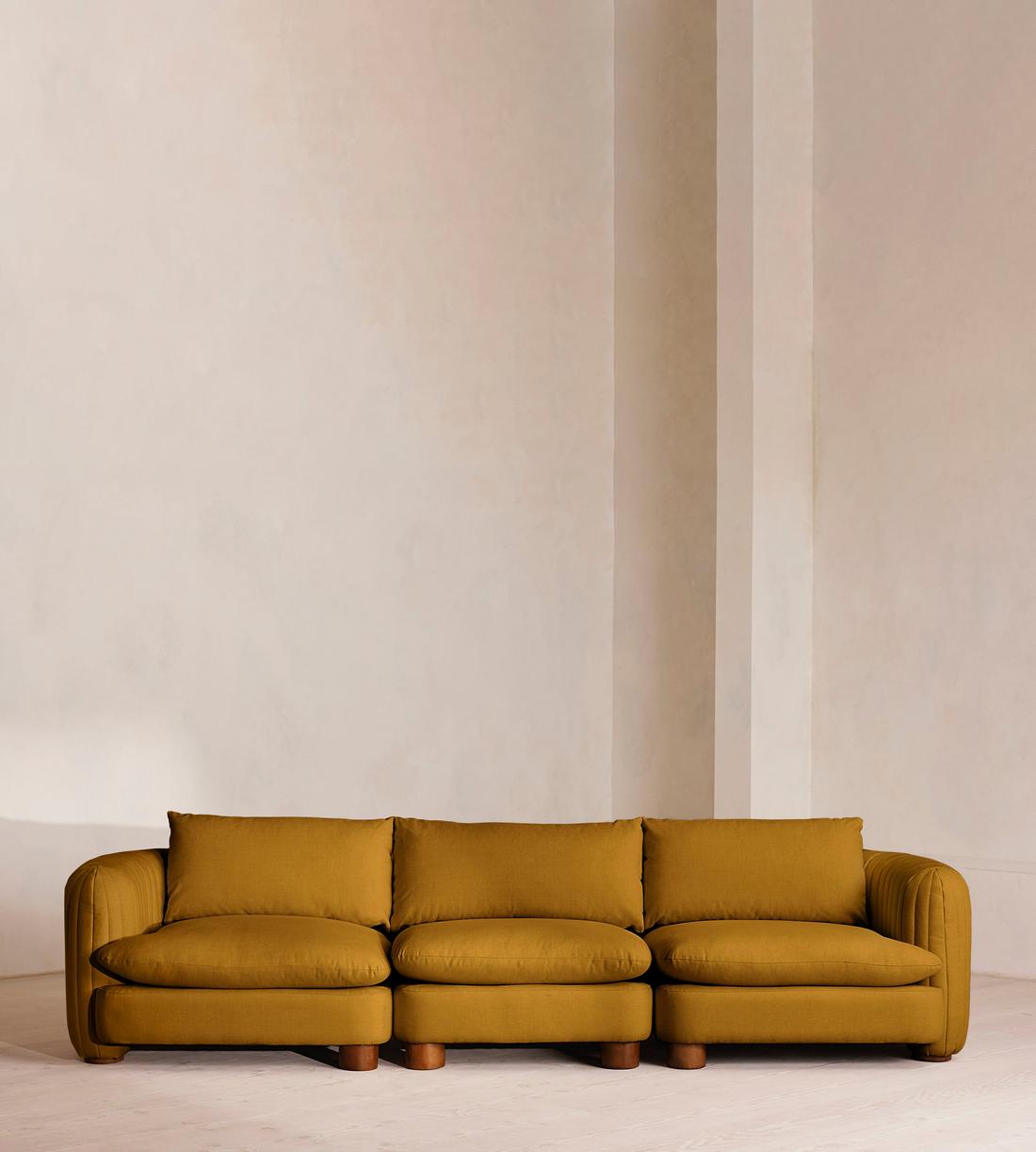 Vivienne Sectional Sofa - Four Seater - Linen - Turmeric - US - Listing - Image 1