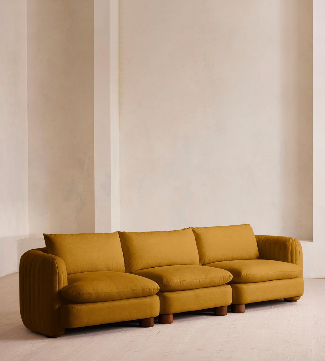 Vivienne Sectional Sofa - Four Seater - Linen - Turmeric - US - Listing - Image 2