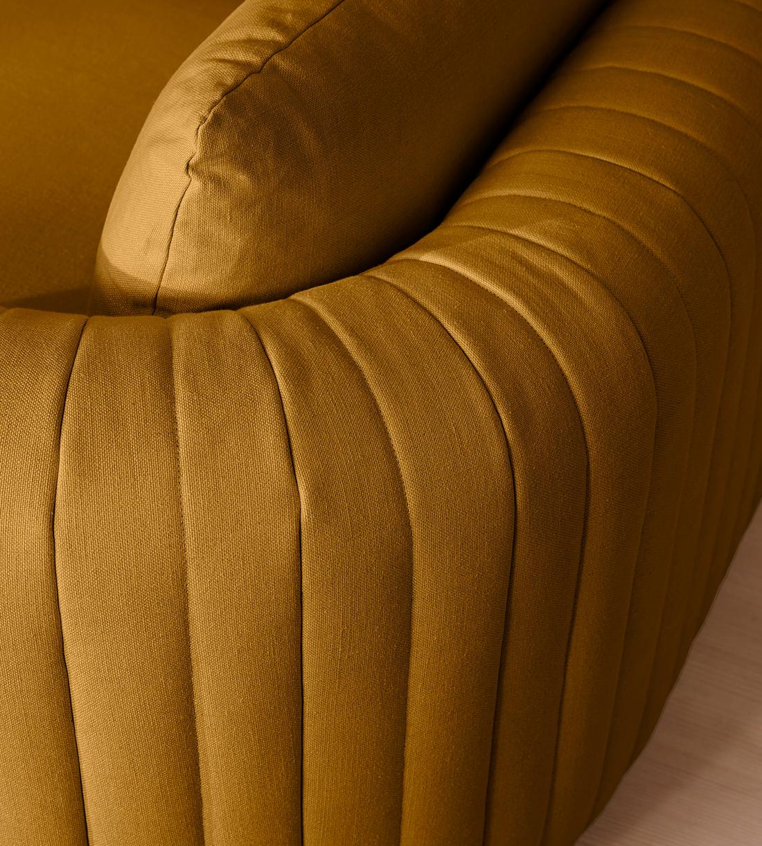 Vivienne Sectional Sofa - Four Seater - Linen - Turmeric - US - Images - Image 7
