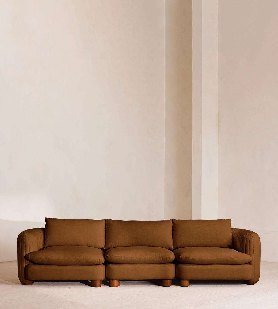 Vivienne Deeper Sit Modular Sofa - Four Seater - Linen - Terracotta - UK - Listing - Image 1