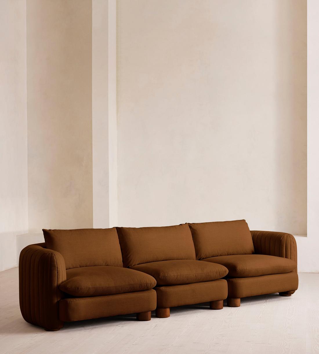 Vivienne Sectional Sofa - Four Seater - Linen - Terracotta - US - Listing - Image 2