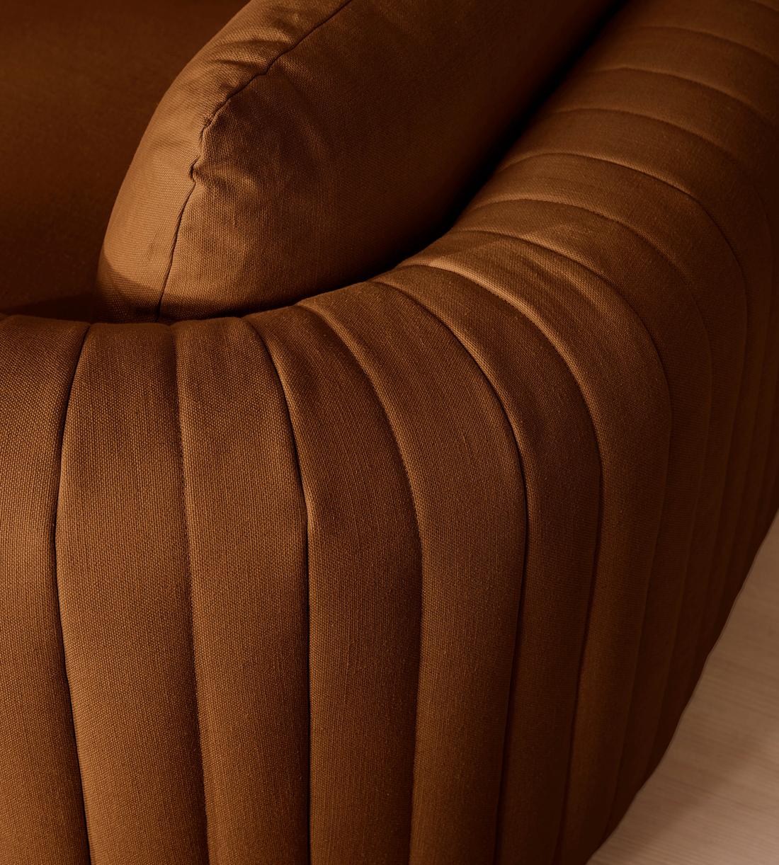 Vivienne Sectional Sofa - Four Seater - Linen - Terracotta - US - Images - Image 7