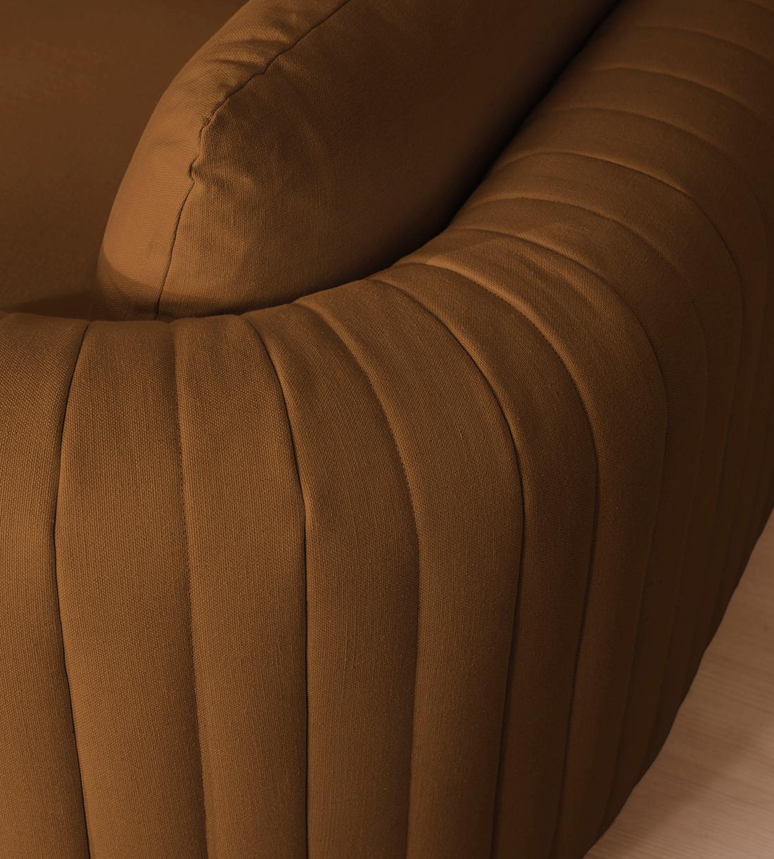 Vivienne Sectional Sofa - Three Seater - Linen - Terracotta - US - Images - Image 7