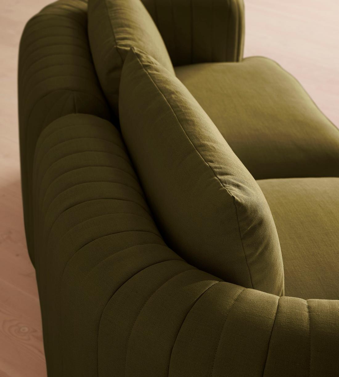 Vivienne Sectional Sofa - Three Seater - Linen - Olive - US - Images - Image 4