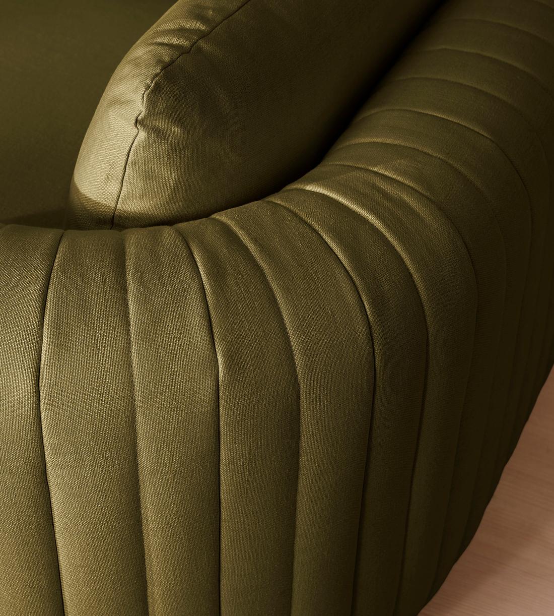 Vivienne Deeper Sit Sectional Sofa - Three Seater - Linen - Olive - US - Images - Image 7