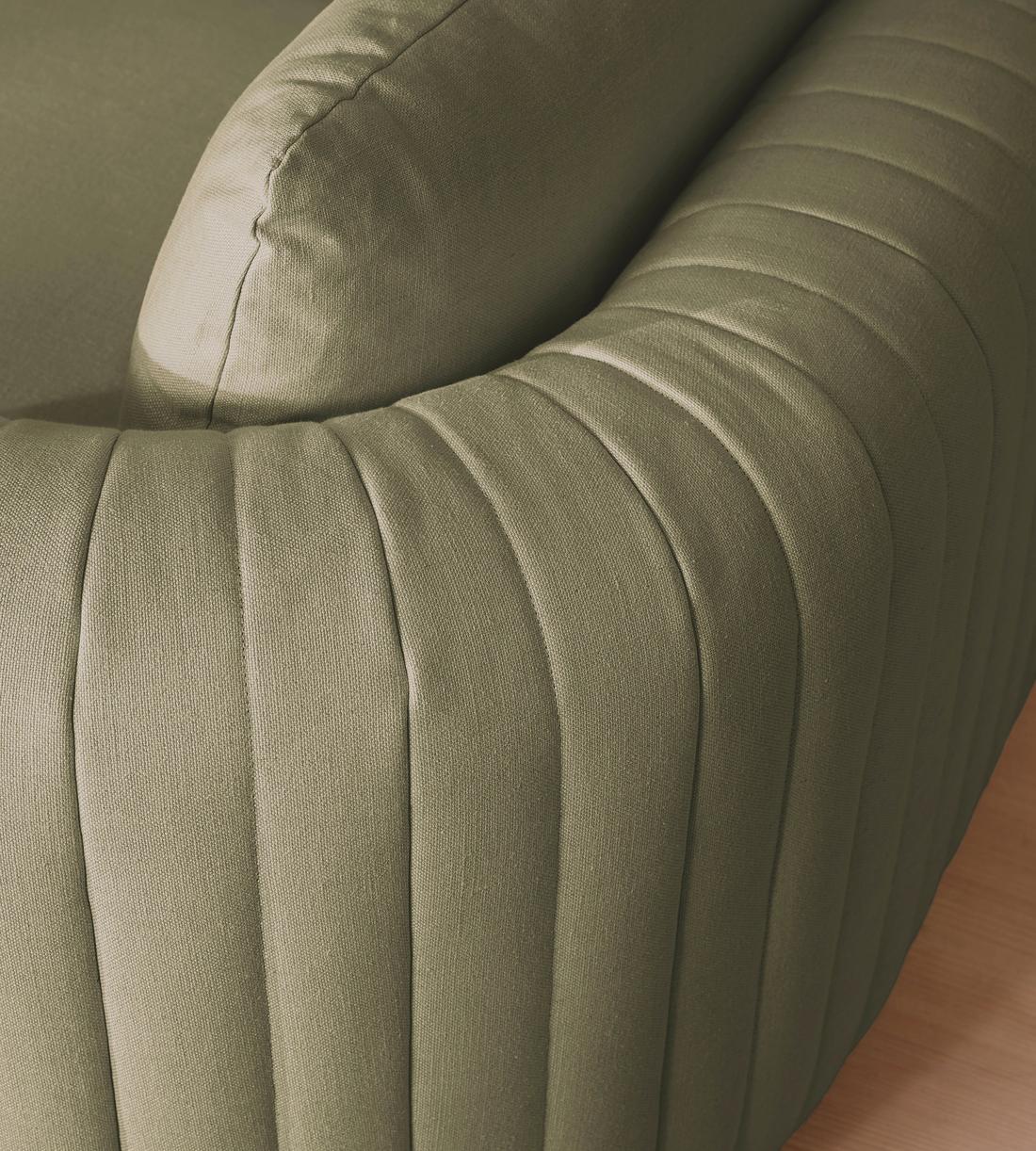 Vivienne Sectional Sofa - Three Seater - Linen - Sage - US - Images - Image 8