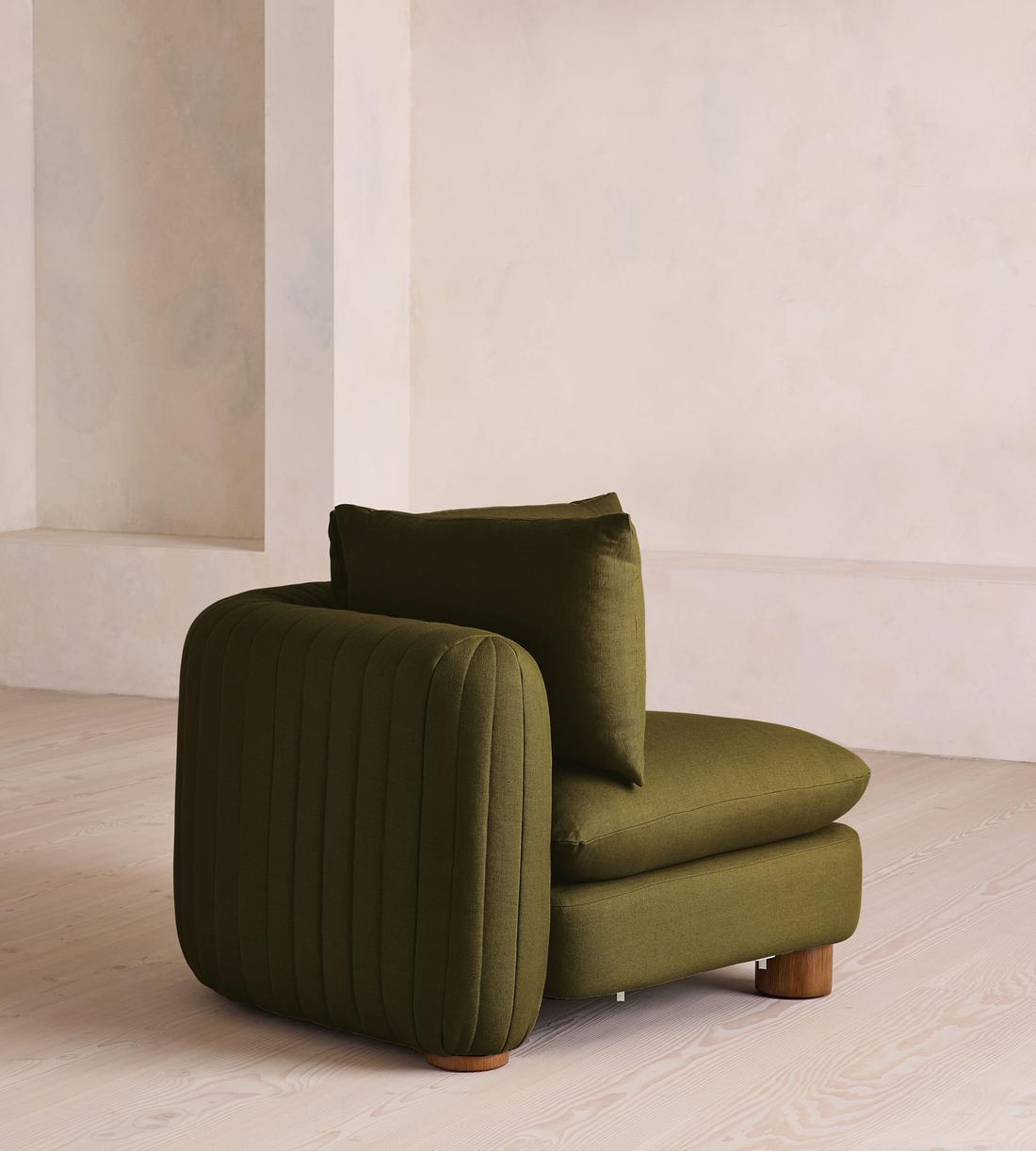 Vivienne Deeper Sit Modular Sofa - Corner Module - Linen - Olive - Image 9