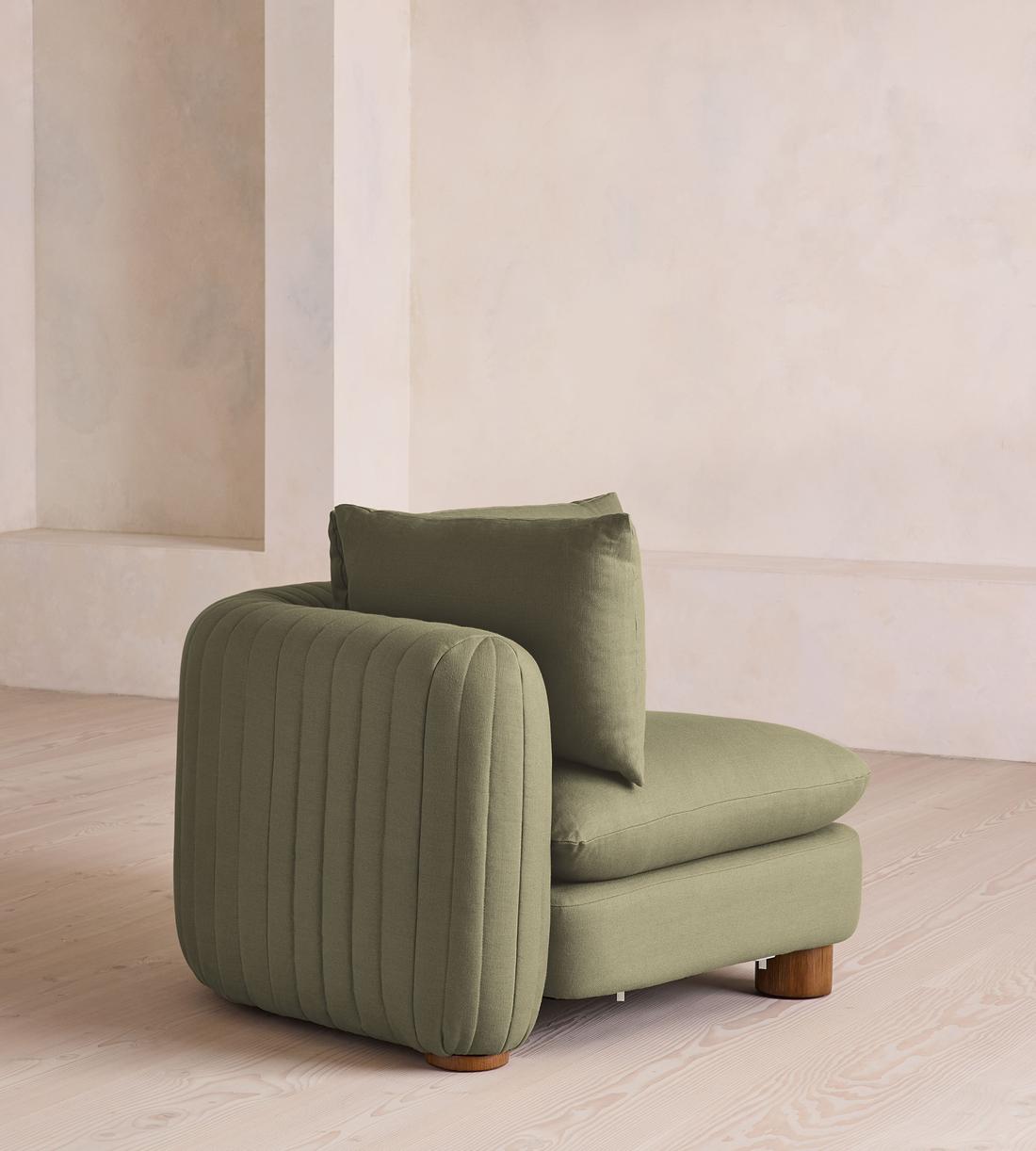 Vivienne Deeper Sit Modular Sofa - Corner Module - Linen - Sage - Image 9