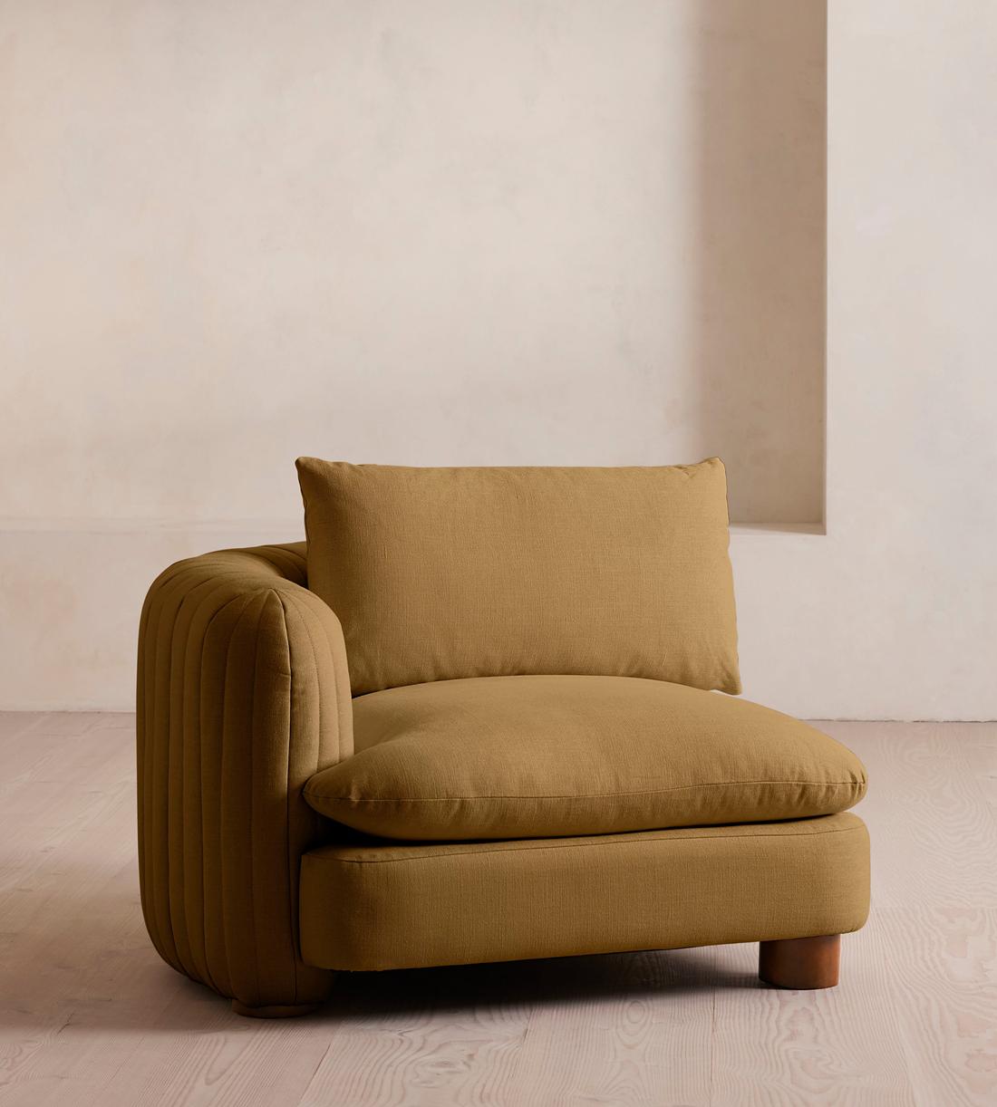 Vivienne Deeper Sit Sectional Sofa - Armless Module - Linen - Ochre - US - Image 2