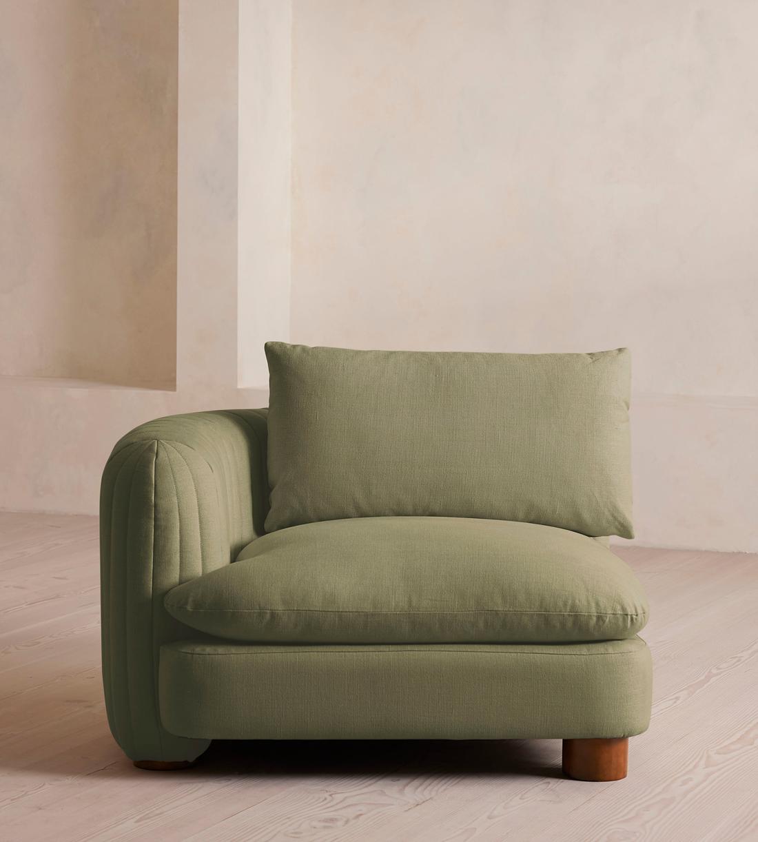 Vivienne Deeper Sit Sectional Sofa - Armless Module - Linen - Sage - US - Image 1