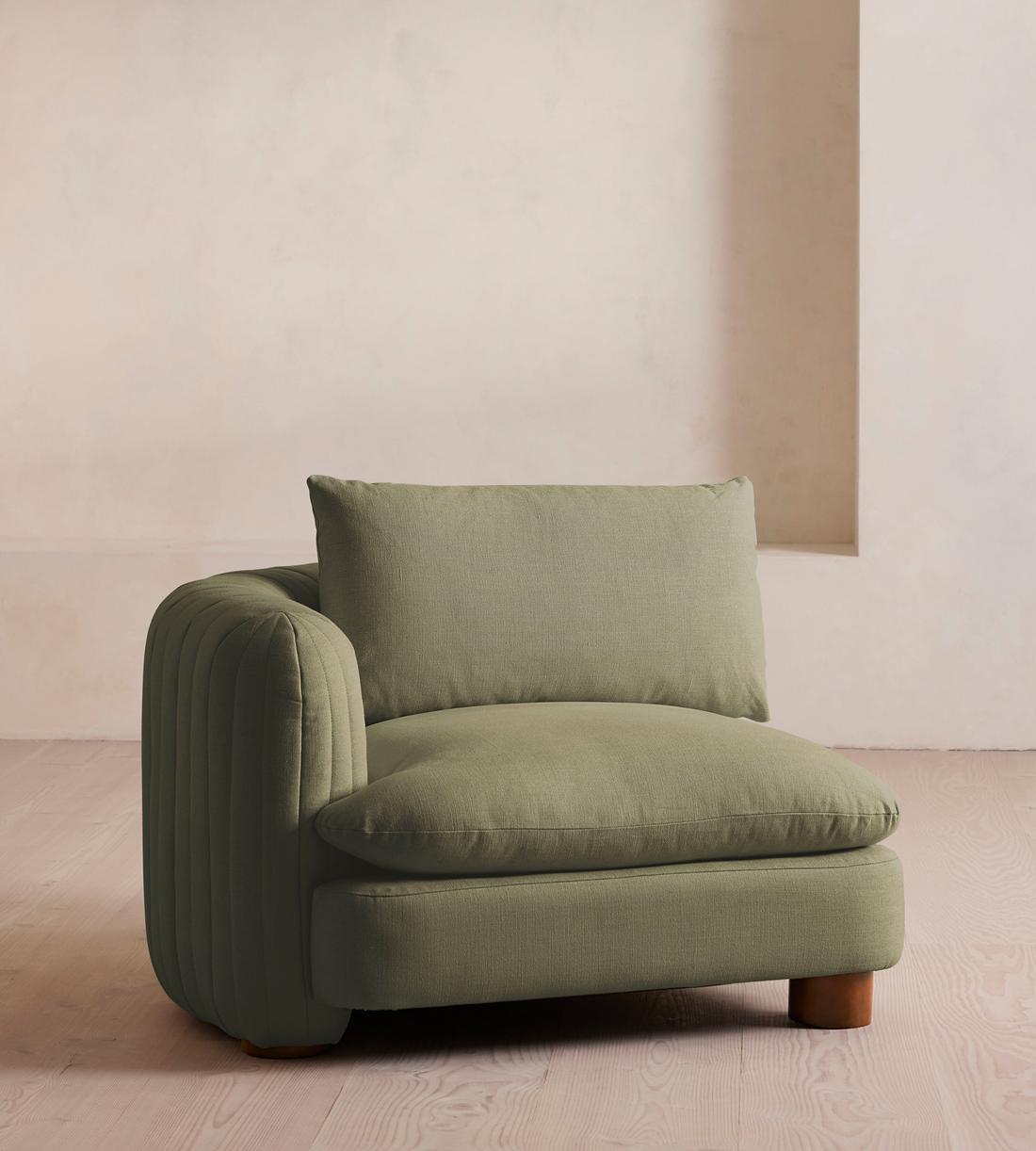 Vivienne Deeper Sit Sectional Sofa - Armless Module - Linen - Sage - US - Image 2
