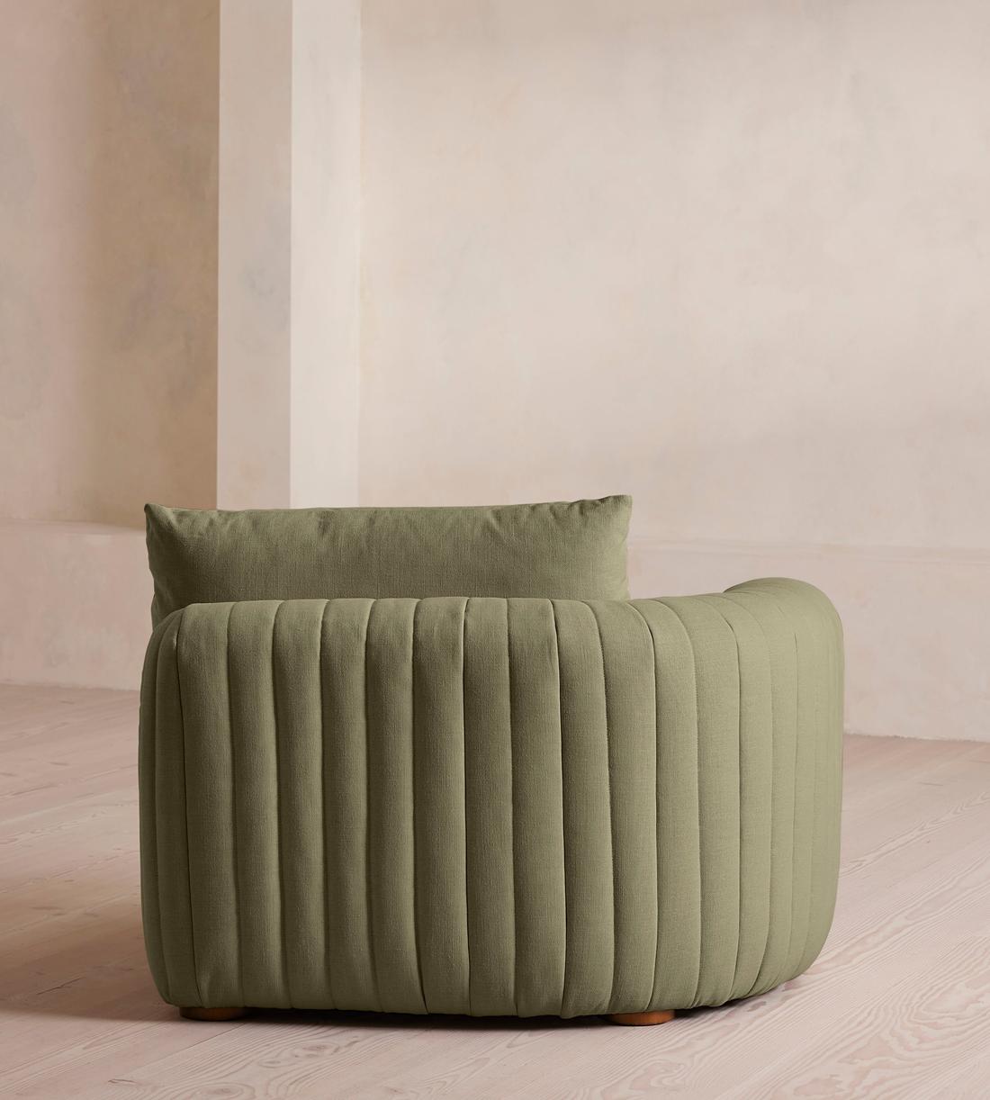 Vivienne Deeper Sit Sectional Sofa - Armless Module - Linen - Sage - US - Image 4