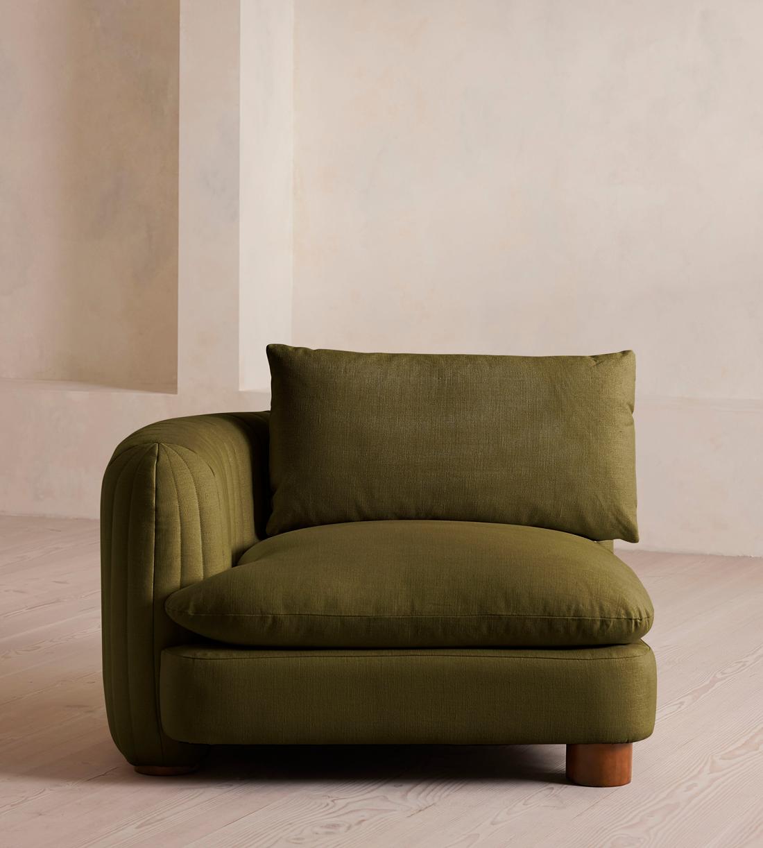 Vivienne Deeper Sit Sectional Sofa - Armless Module - Linen - Olive - US - Image 1