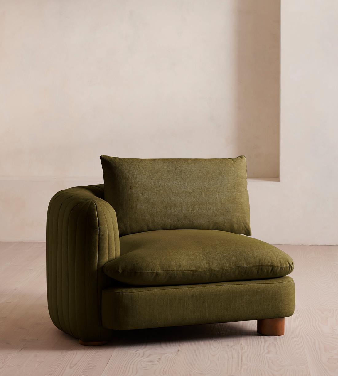 Vivienne Deeper Sit Sectional Sofa - Armless Module - Linen - Olive - US - Image 2