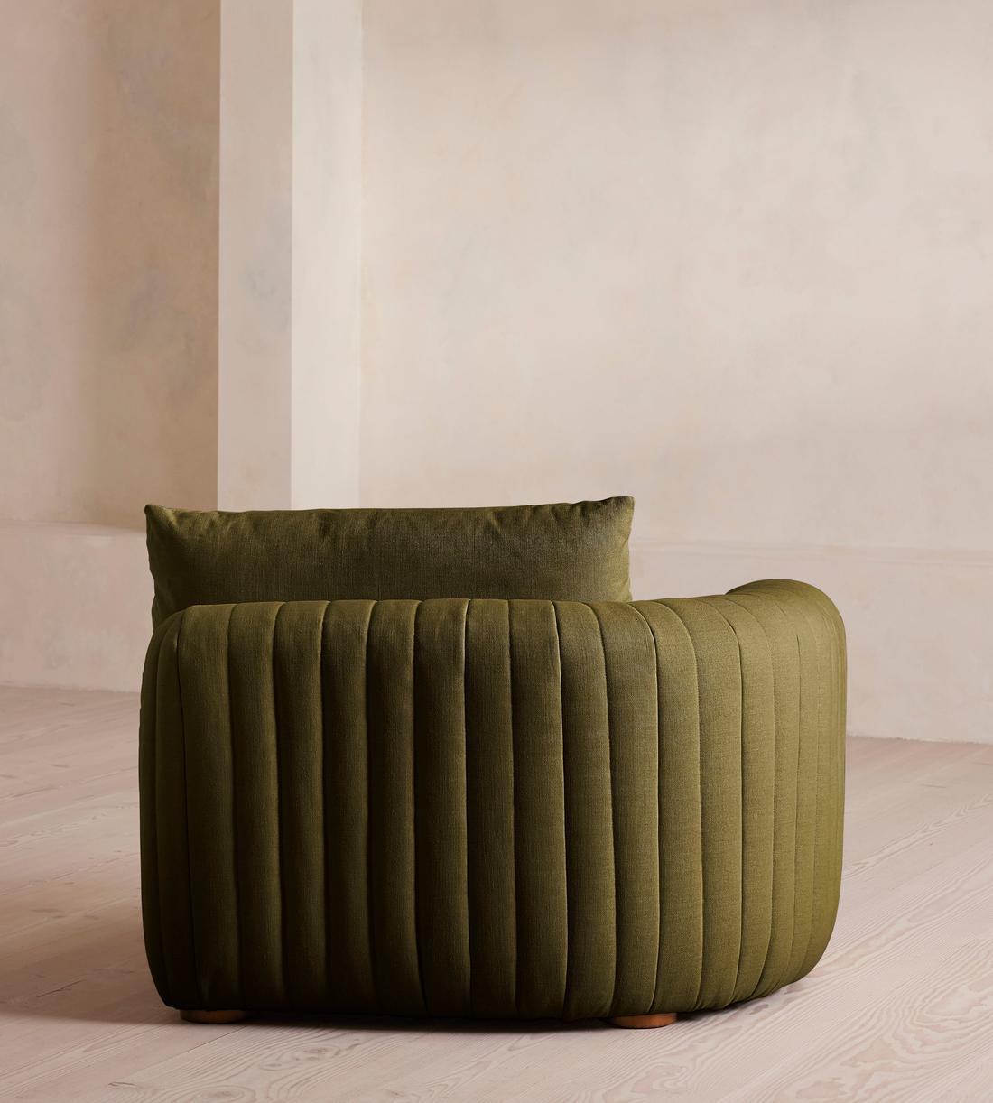 Vivienne Deeper Sit Sectional Sofa - Armless Module - Linen - Olive - US - Image 4