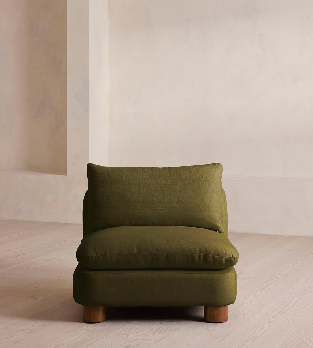 Vivienne Sectional Sofa - Armless Module - Linen - Olive - US - Image 1