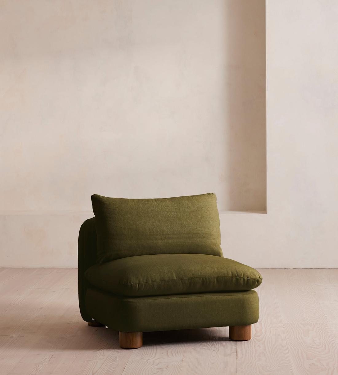 Vivienne Sectional Sofa - Armless Module - Linen - Olive - US - Image 2