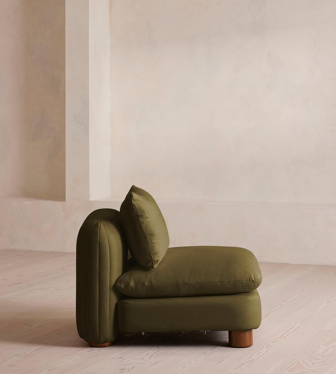 Vivienne Deeper Sit Sectional Sofa - Armless Module - Linen - Olive - US - Image 7