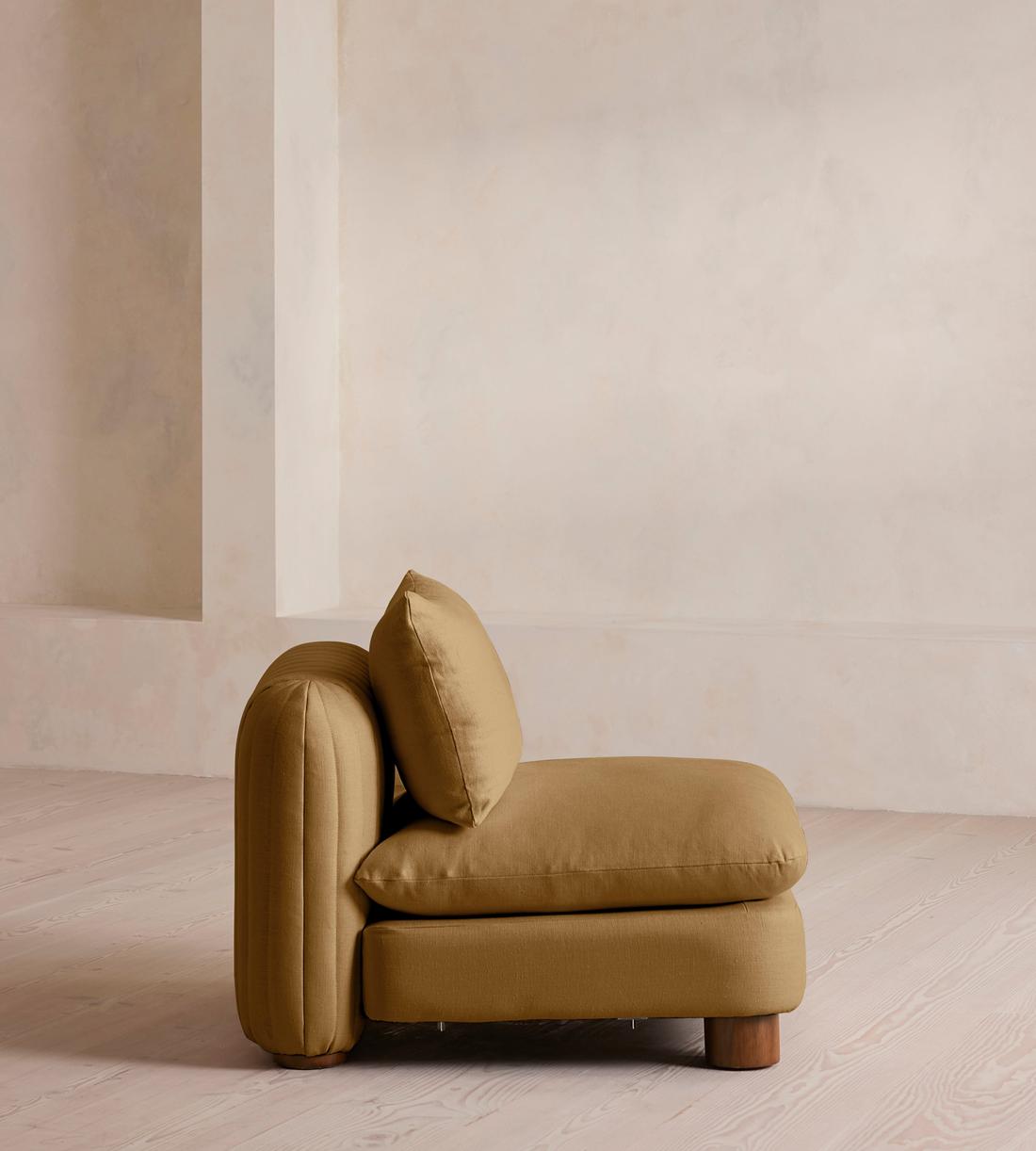 Vivienne Deeper Sit Sectional Sofa - Armless Module - Linen - Ochre - US - Image 7