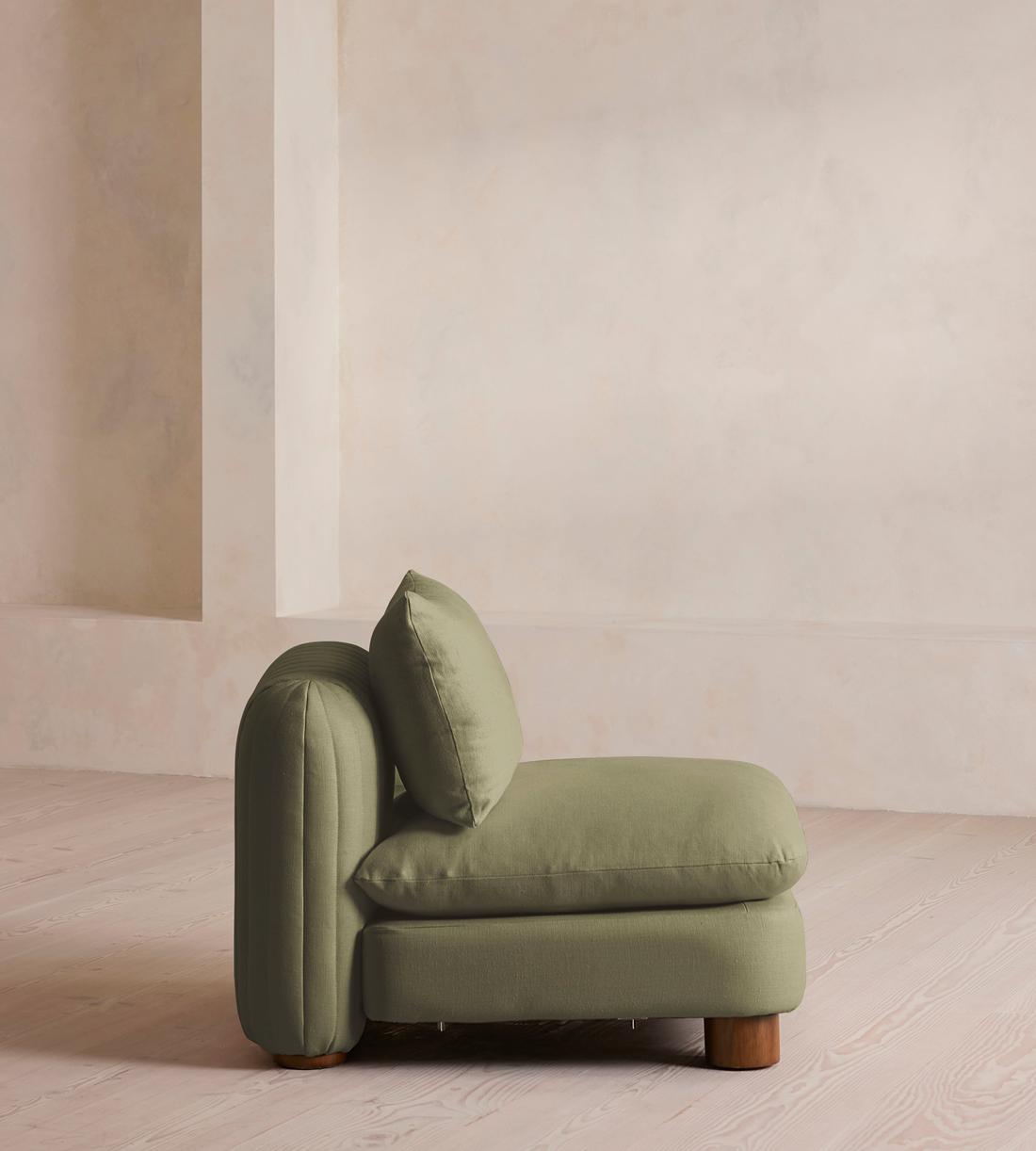Vivienne Deeper Sit Sectional Sofa - Armless Module - Linen - Sage - US - Image 7