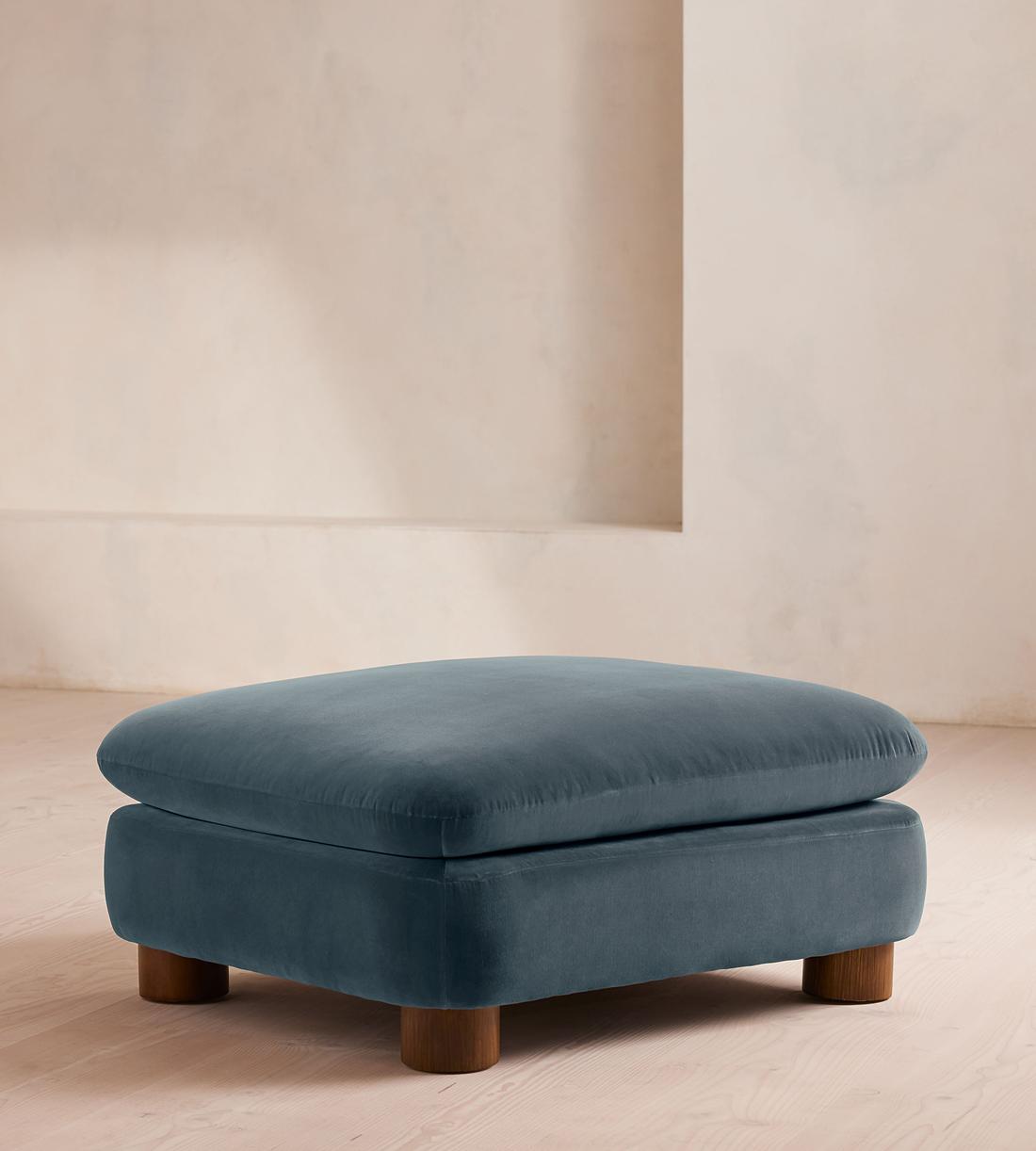 Vivienne Ottoman - Velvet Grey Blue - Listing - Image 1