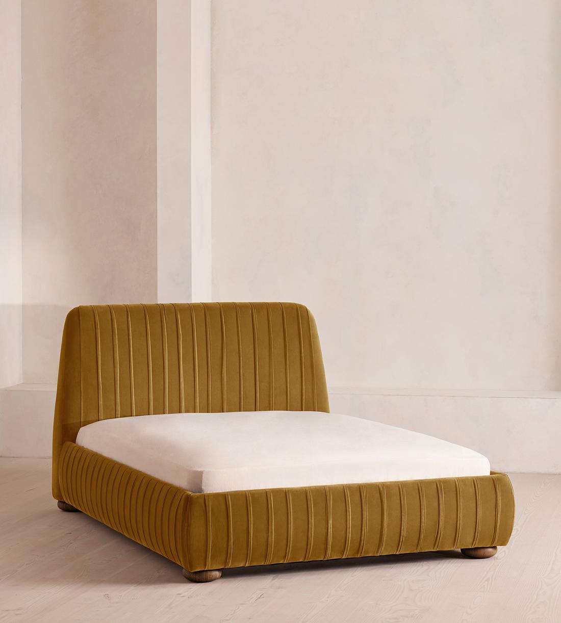 Vivienne Bed - King - Velvet - Mustard - US - Listing - Image 1