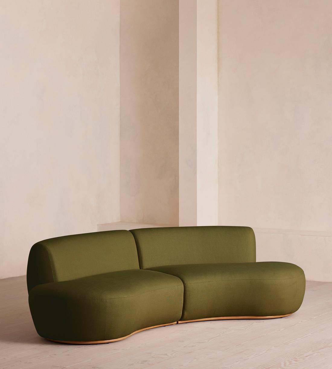 Aline Serpentine Modular Sofa - Three Seater - Linen - Olive - US - Listing - Image 2