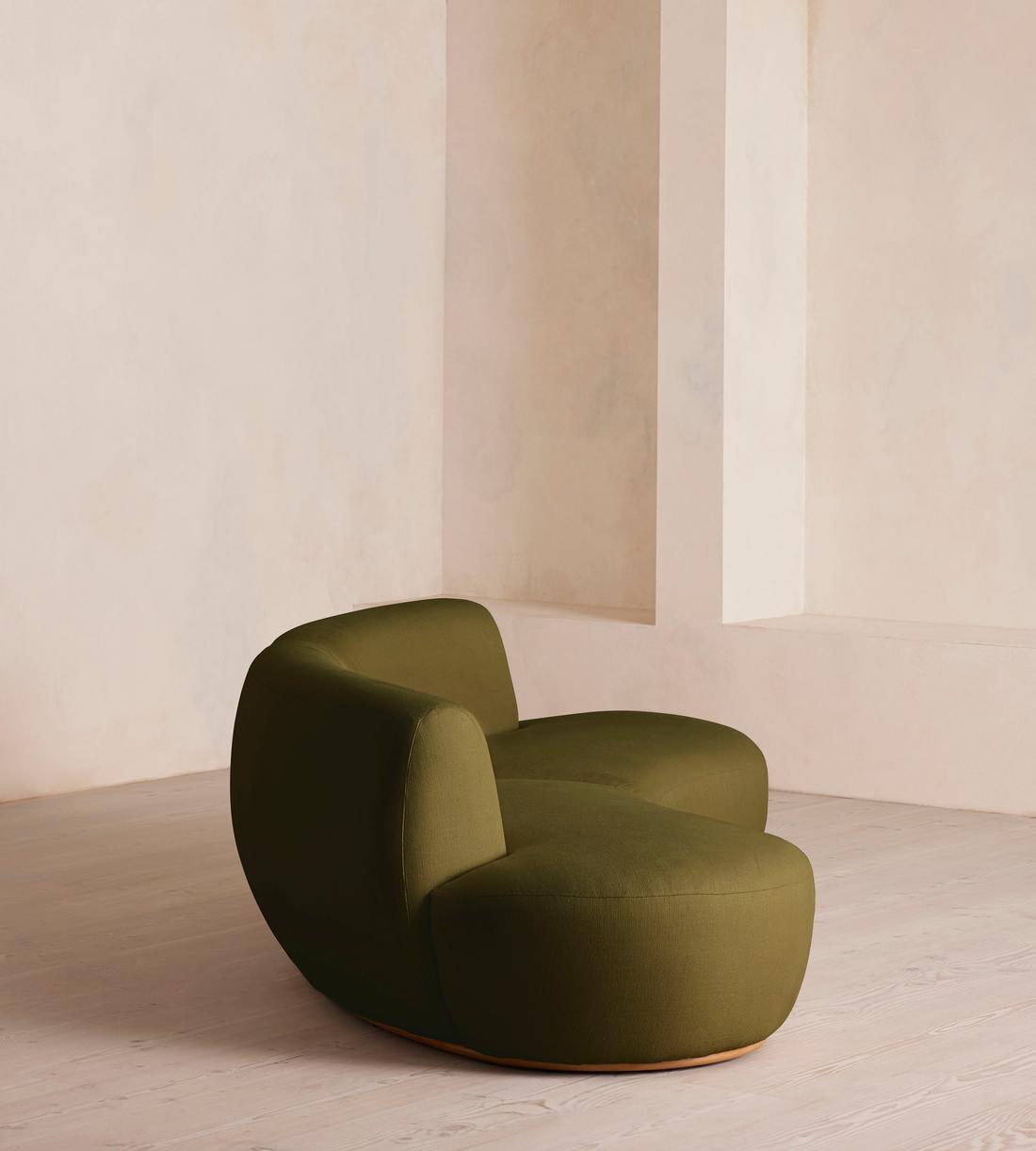 Aline Serpentine Modular Sofa - Three Seater - Linen - Olive - US - Images - Image 3