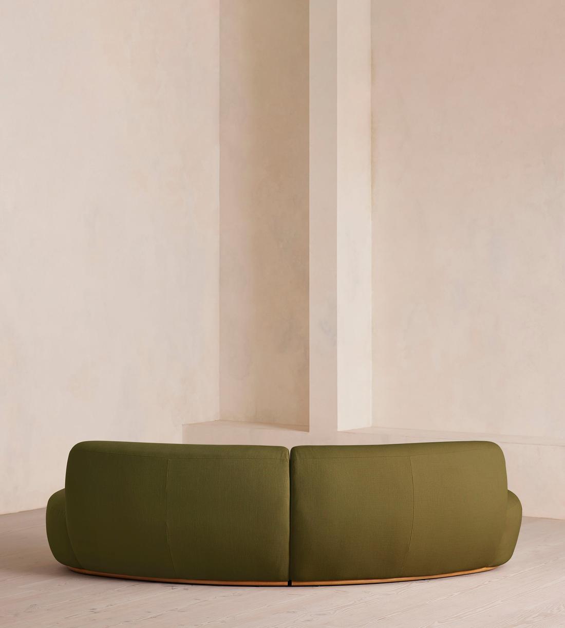 Aline Serpentine Modular Sofa - Three Seater - Linen - Olive - US - Images - Image 4