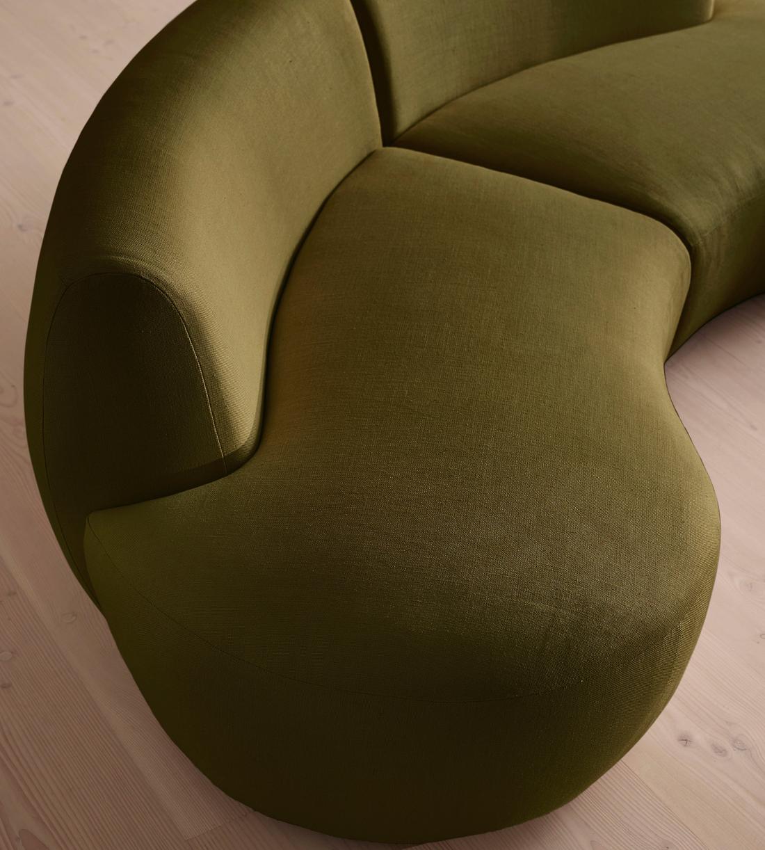 Aline Serpentine Modular Sofa - Three Seater - Linen - Olive - US - Images - Image 5