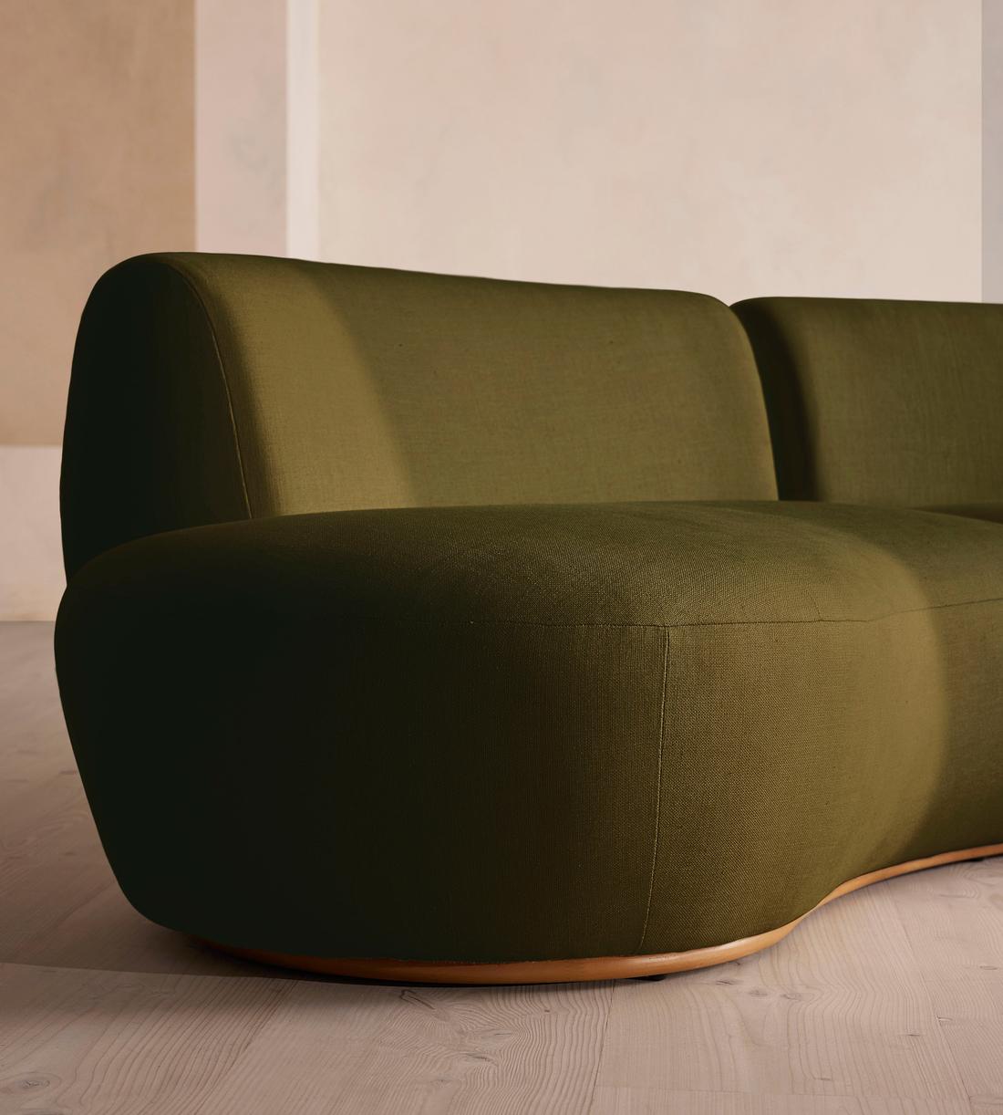 Aline Serpentine Modular Sofa - Three Seater - Linen - Olive - US - Images - Image 6