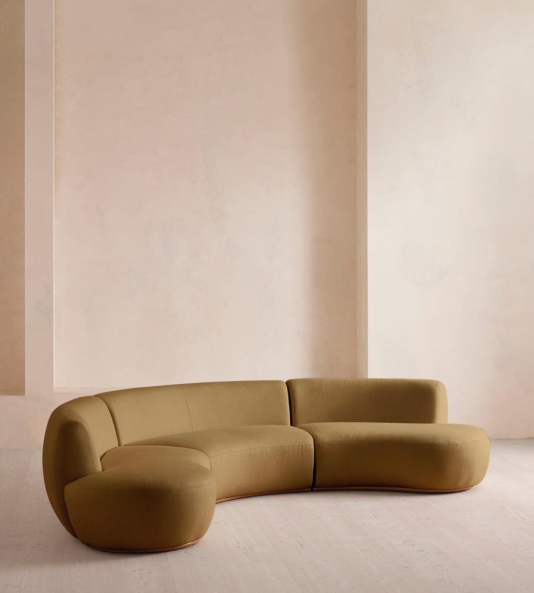 Aline Serpentine Modular Sofa - Six Seater - Linen - Ochre - US - Listing - Image 2