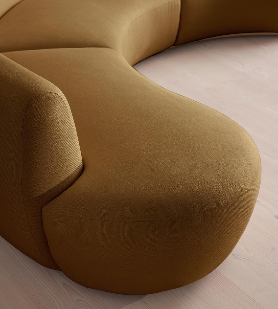 Aline Serpentine Modular Sofa - Six Seater - Linen - Ochre - US - Images - Image 5