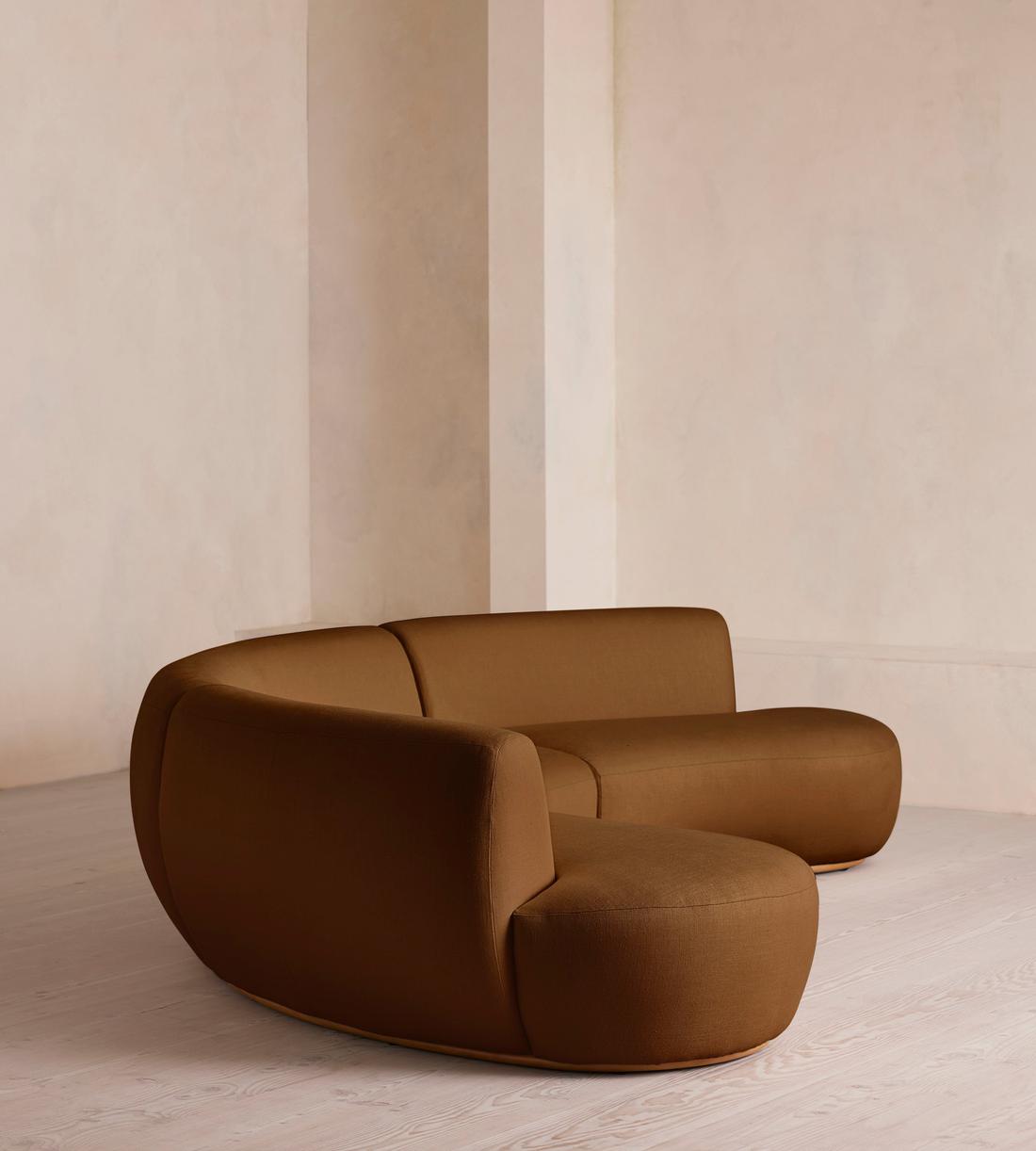 Aline Serpentine Modular Sofa - Four Seater - Linen - Terracotta - UK - Images - Image 3