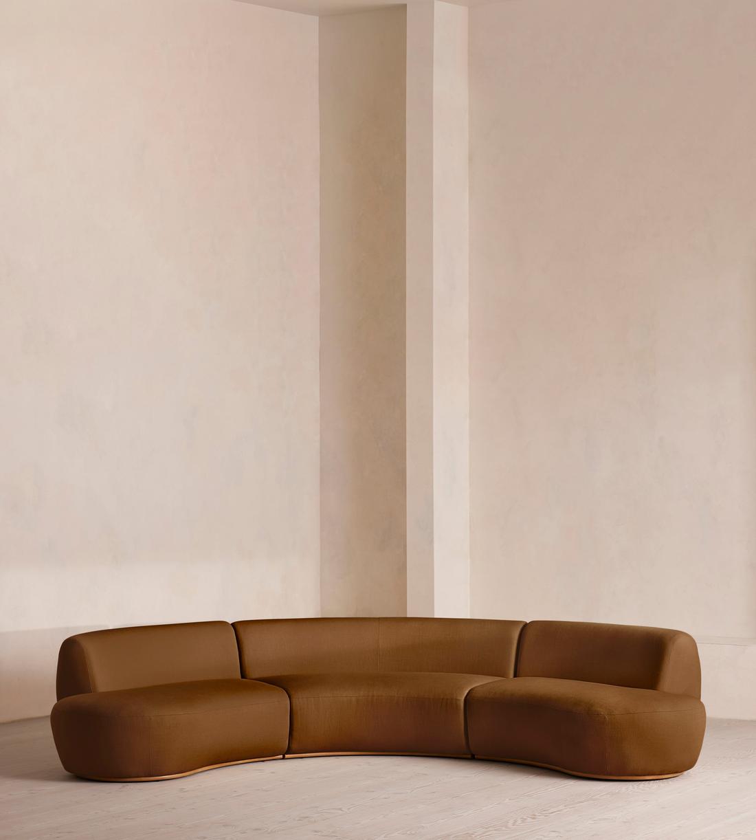 Aline Serpentine Modular Sofa - Six Seater - Linen - Terracotta - US - Listing - Image 1