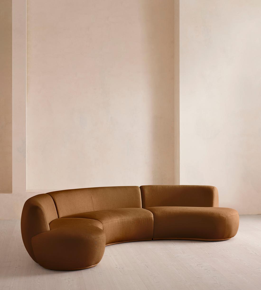 Aline Serpentine Modular Sofa - Six Seater - Linen - Terracotta - US - Listing - Image 2