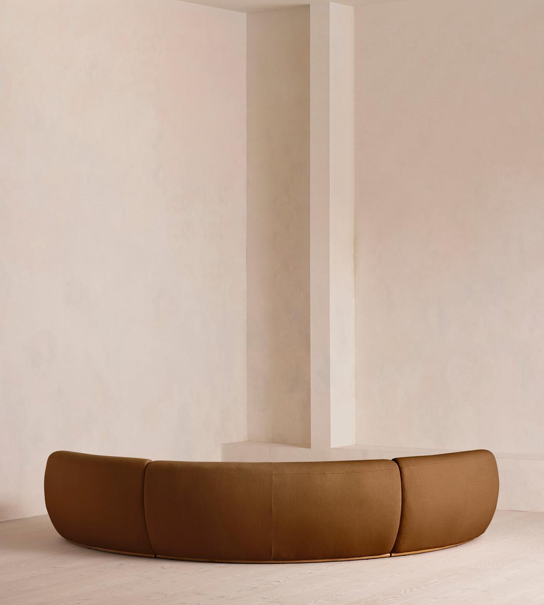 Aline Serpentine Modular Sofa - Six Seater - Linen - Terracotta - US - Images - Image 4