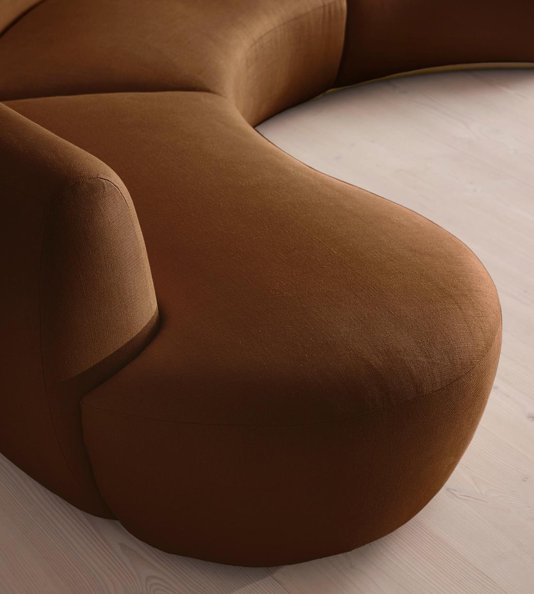 Aline Serpentine Modular Sofa - Six Seater - Linen - Terracotta - US - Images - Image 5