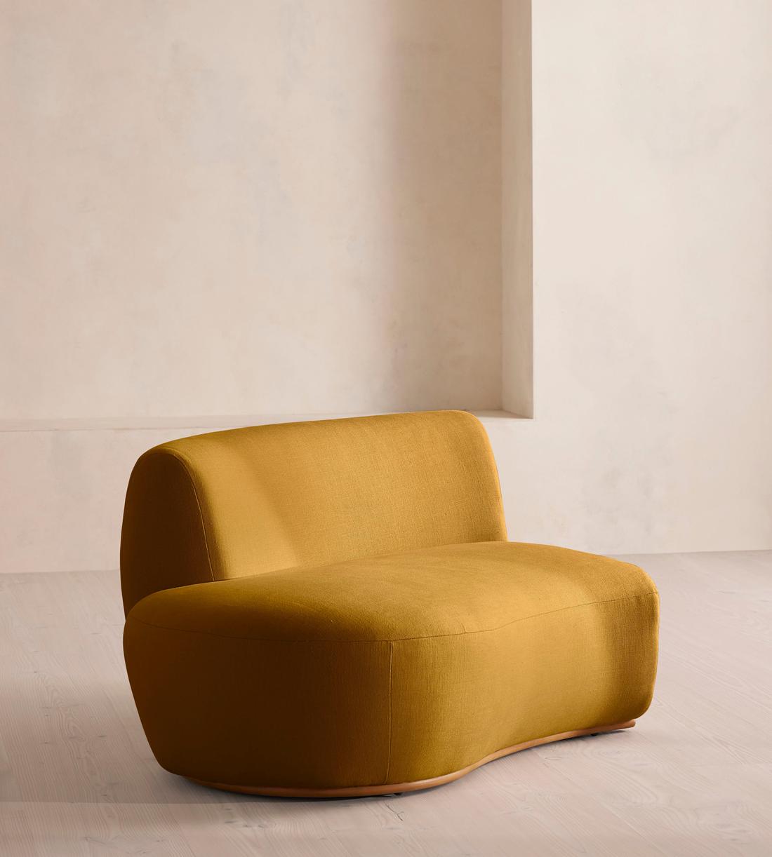 Aline Serpentine Sectional Sofa - Middle Section - Linen - Turmeric - US - Image 2