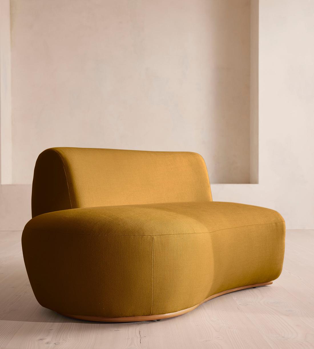Aline Serpentine Sectional Sofa - Middle Section - Linen - Turmeric - US - Image 6