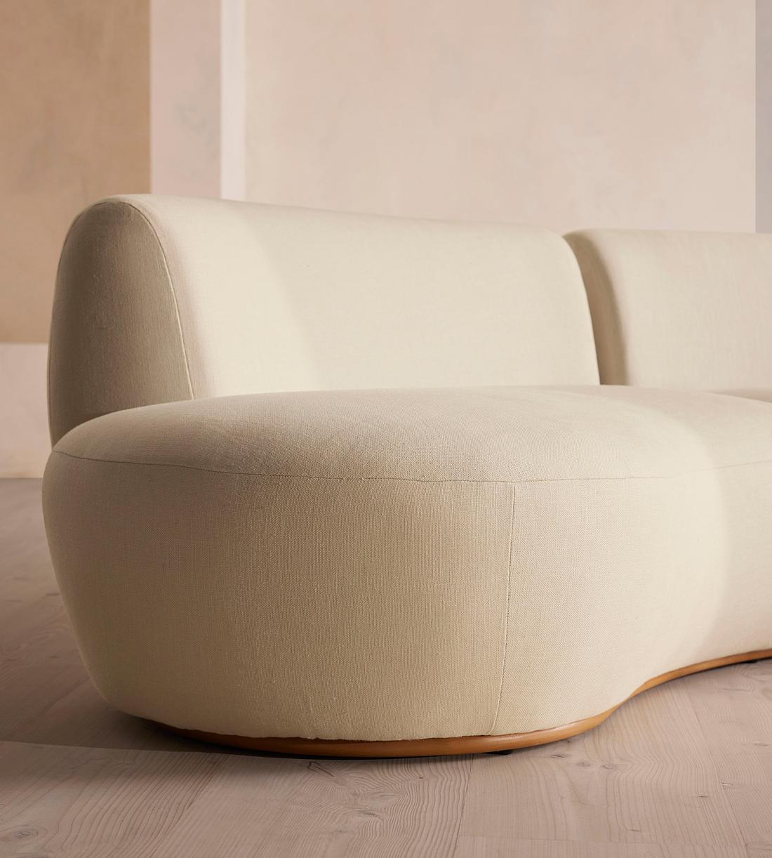 Aline Serpentine Modular Sofa - Three Seater - Linen - Bisque -  US - Images - Image 6