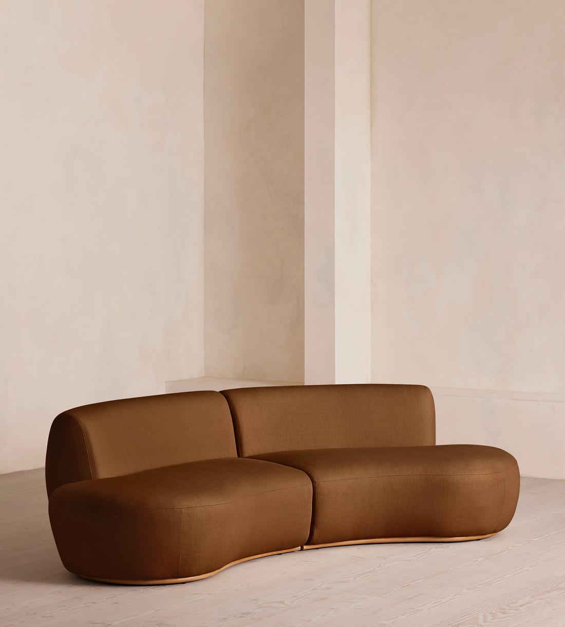 Aline Serpentine Modular Sofa - Three Seater - Linen - Terracotta - US - Listing - Image 2