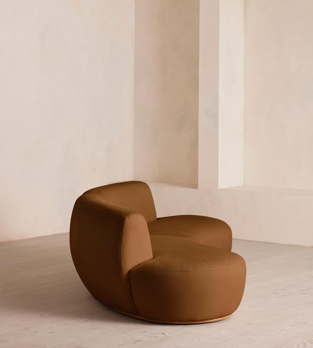 Aline Serpentine Modular Sofa - Three Seater - Linen - Terracotta - US - Images - Image 3
