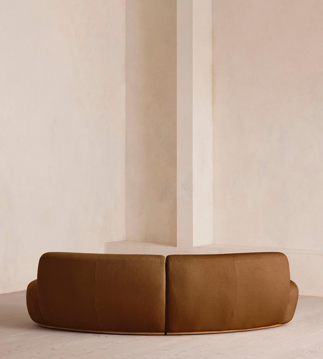 Aline Serpentine Modular Sofa - Three Seater - Linen - Terracotta - US - Images - Image 4