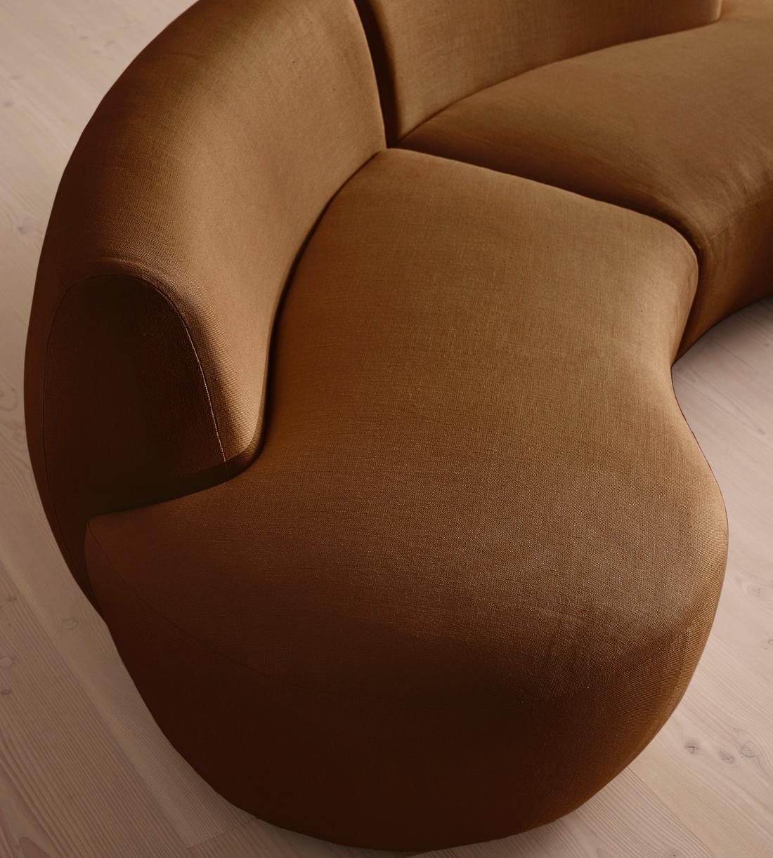 Aline Serpentine Modular Sofa - Three Seater - Linen - Terracotta - US - Images - Image 5
