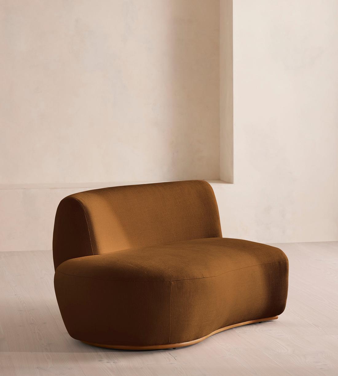 Aline Serpentine Modular Sofa - Middle Section - Linen - Terracotta - UK - Image 2